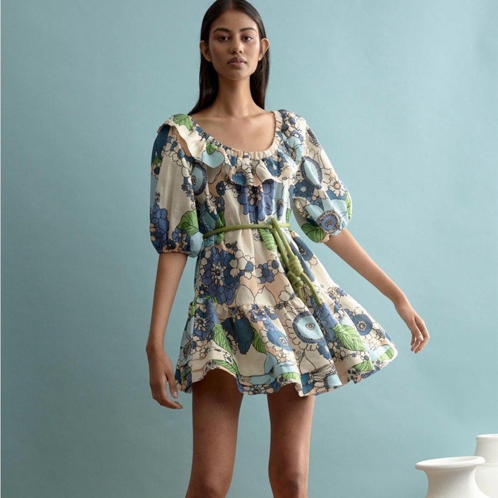 Alemais Farrah Floral Blue and Green Dress